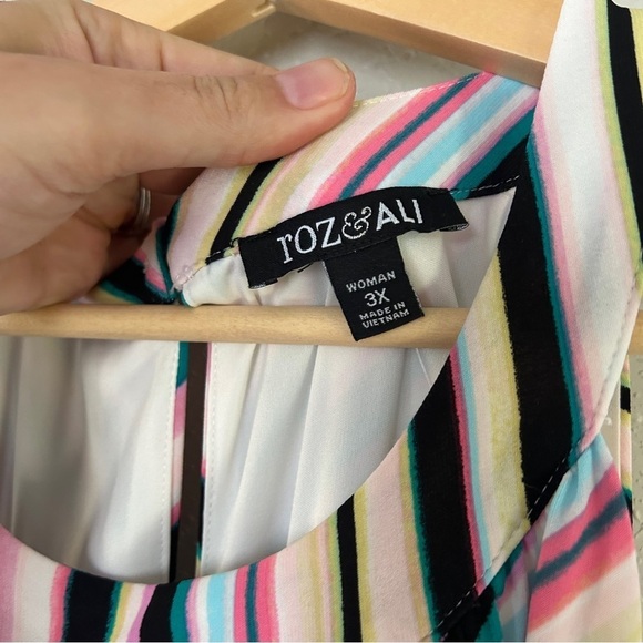 NWT Roz & Ali Multicolored Colorful Rainbow Maxi Dress Vacation Summer 3X - Picture 3 of 8